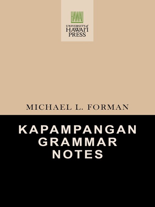 Cover image for Kapampangan Grammar Notes